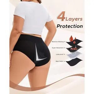 INNERSY Period Underwear for Women Plus Size High Waisted Absorbent Panties 3-Pack Super Absorbency 4 Layers Protection Leak-proof