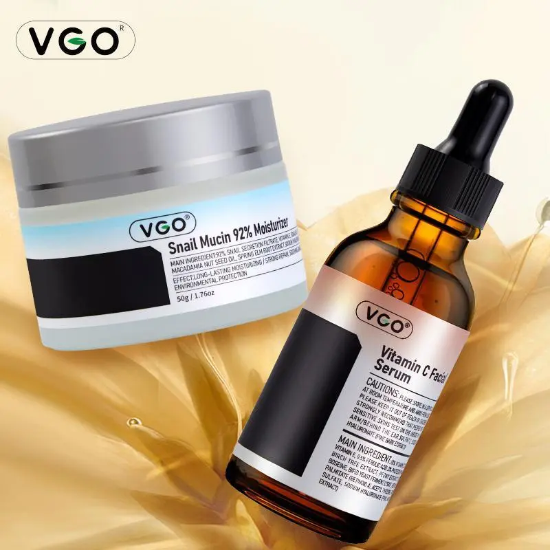 VGO Lightweight 30ml VC Facial Serum with 92% Snail Mucin & Vitamin C, Gel-Like Texture Regular Edition, Daily Face Care for All Skin Types, Cleansing & Sunscreen-Compatible Serum Cream (Single Item)