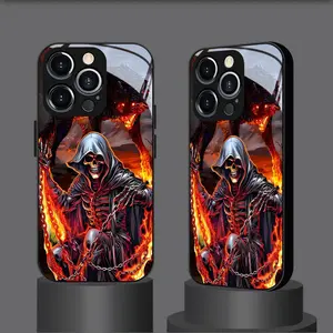 Phone Case - New Glass Case Design Featuring a Flame Reaper and Hellhound Illustration, Compatible with iPhone 17 16 15 14 13 12 11 PRO MAX PLUS, AIR, Scratch-Resistant and Dust-Proof Phone Case, Perfect Gift for Friends and Family