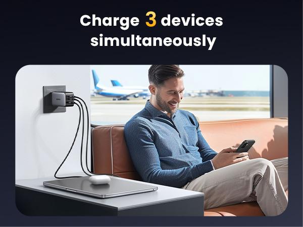 UGREEN Nexode 65W GaN USB C Wall Charger, 3-Port Compact Foldable Fast Charger Power Adapter for iPhone 17/16/15 Series, Galaxy S25/S24, Pixel 10/9, MacBook Pro/Air, Dell XPS, iPad Pro (Black),TikTokShopJumpstartSale