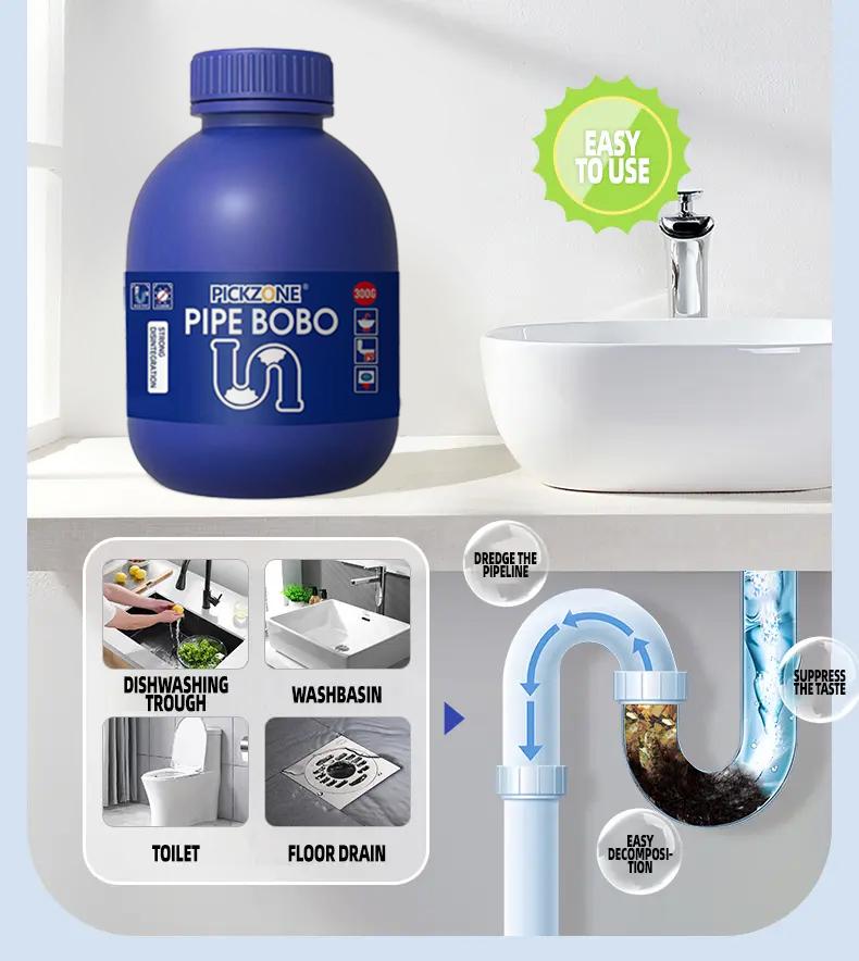 PICKZONE PIPE BOBO -Drain Unclogger Powerful Pipeline Dredging for Kitchen Sinks Shower Drains Tubs Dissolves 200+ Blockages Kills 99% Bacteria Safe for All Pipes Quick Dredging Formula Household Cleaner Bathroom Cleaning Tool