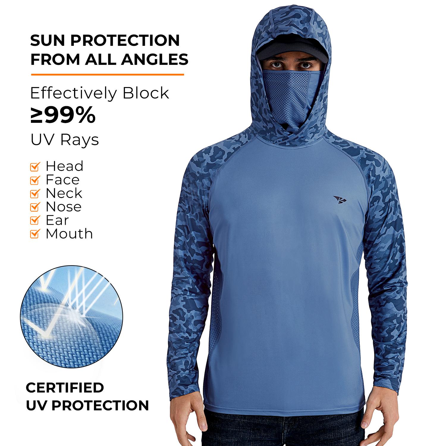 RODEEL 915 Sun Hoodie Shirts w/ Mask Neck Gaiter Men UPF 50+ UV Protection Long Sleeve Lightweight Quick Dry Moisture Wicking Breathable Cooling Activewear for Outdoor Sport Gym Fishing Hiking Roofing Landscaping Construction, Holiday Gift RODEEL 915 Sun Hoodie Shirts w/ Mask Neck Gaiter Men UPF 50+ UV Protection Long Sleeve Lightweight Quick Dry Moisture Wicking Breathable Cooling Activewear for Outdoor Sport Gym Fishing Hiking Roofing Landscaping Construction, Holiday Gift