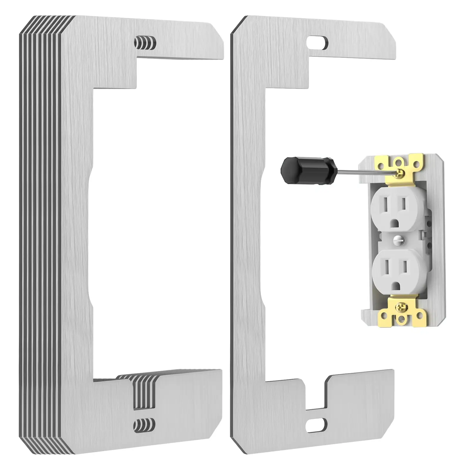 GJANSH 10 Pcs Wall Plate Spacer,Spacers for Electrical Outlets, Metal Flush Fit Device Leveling Plates for Electrical Outlet Repair, Fix Loose Outlets and Electrical Boxes