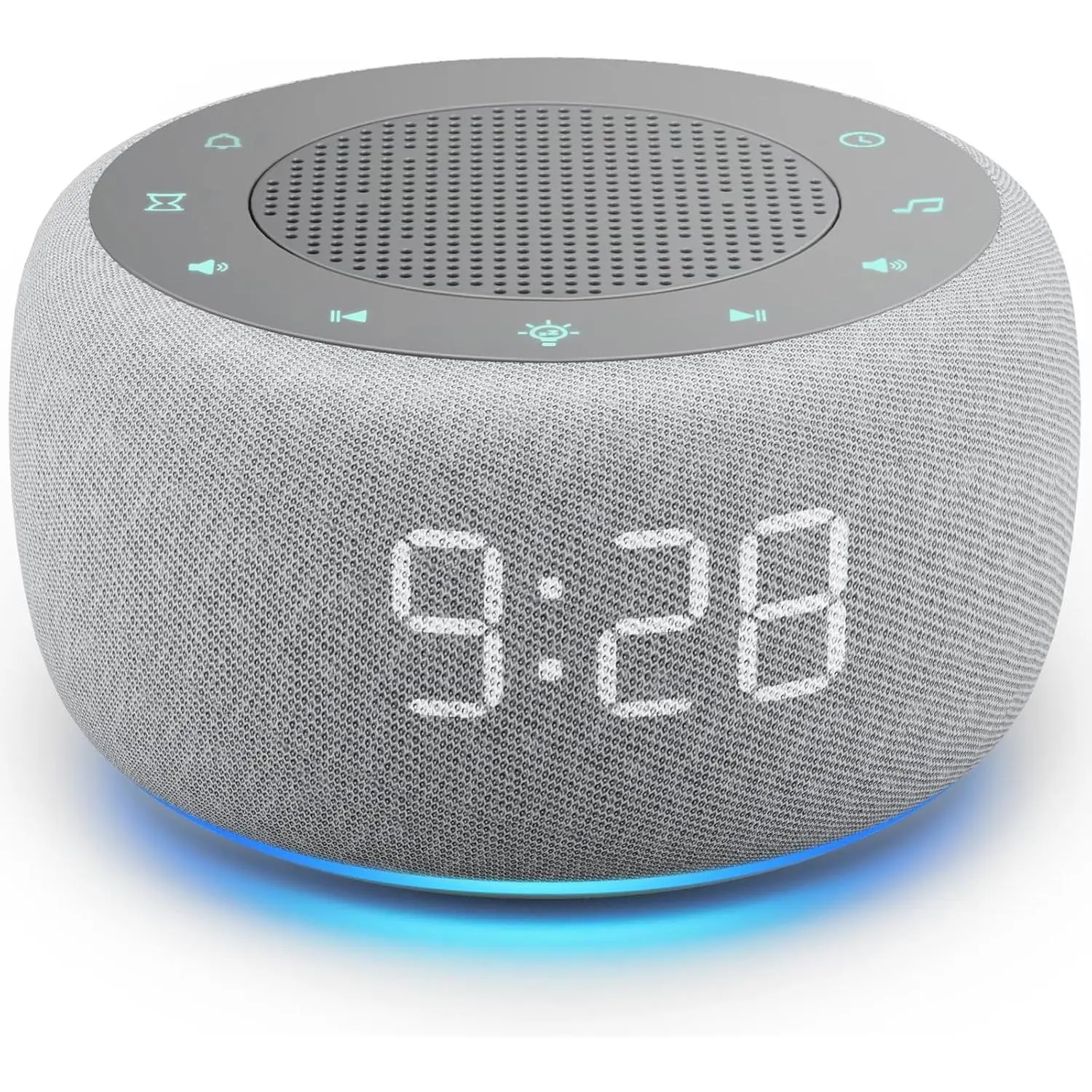 2-in-1 Sleep Aid Alarm Clock-Sound Machine for Bedrooms, Plug-in Indoor Modern All-Seasons Home Supply with Soft Alarm Sounds, Gentle Wake-Up, Ambient Night Light, Room Decor Gift