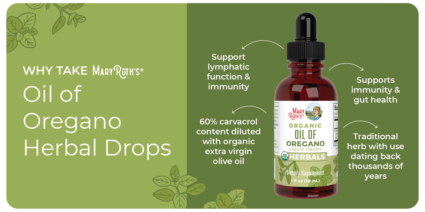 MaryRuth's Organic Oil of Oregano Liquid Drops - Immune Support - Herbal Tincture - Gut Health - Overall Health - 200 Servings - Vegan - 1 Fl Oz