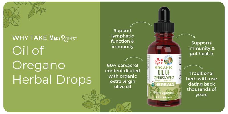 MaryRuth's Organic Oil of Oregano Liquid Drops - Immune Support - Herbal Tincture - Gut Health - Overall Health - 200 Servings - Vegan - 1 Fl Oz