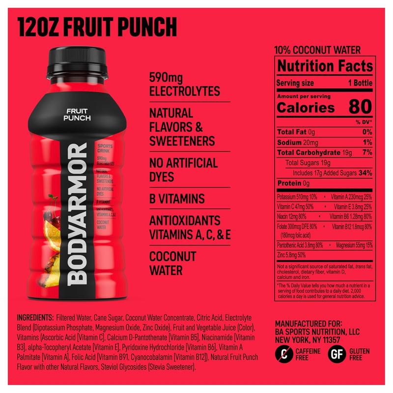 Sports Drink Sports Beverage, Fruit Punch, 12 Fl Oz (Pack of 8)