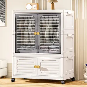 Garvee - Stackable Plastic Closet for Pets with 1 Closet and 1 Storage Closet, Large Storage Closet for Living Room, Bedroom, Waterproof, Easy to Use