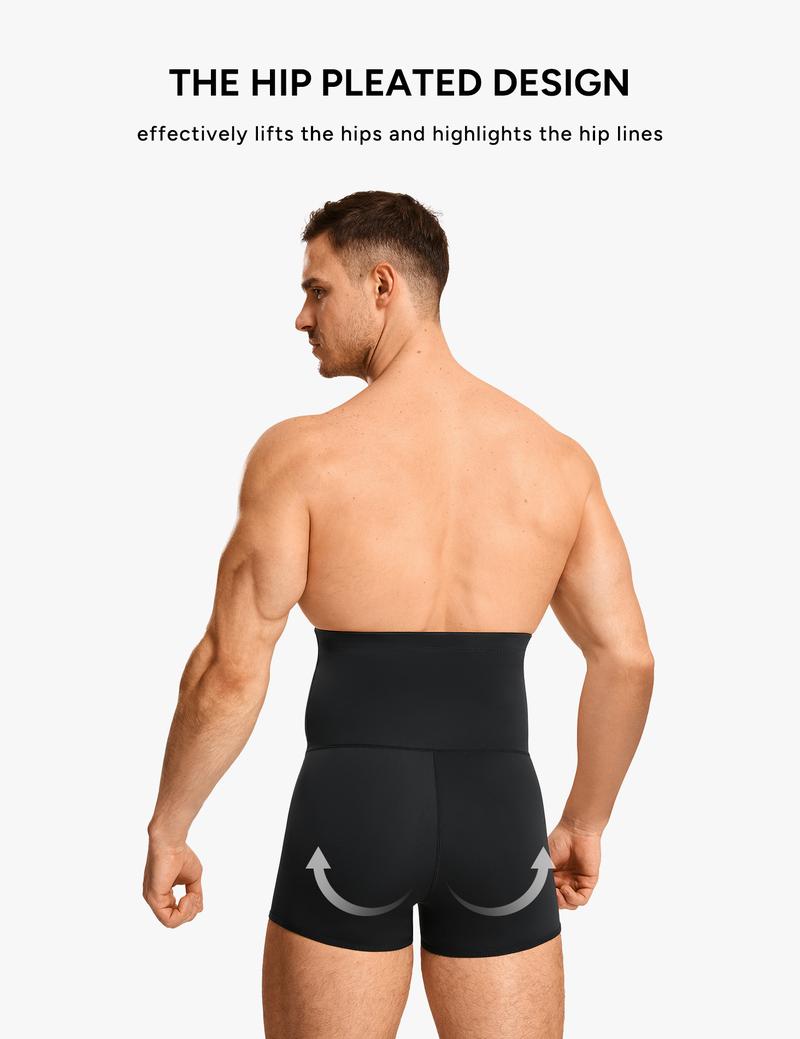 Nebility  Men's High Waist Shapewear Boxer Briefs -  Seamless Tummy Control  Waistband Slimming Underwear Fitness Plain Beige