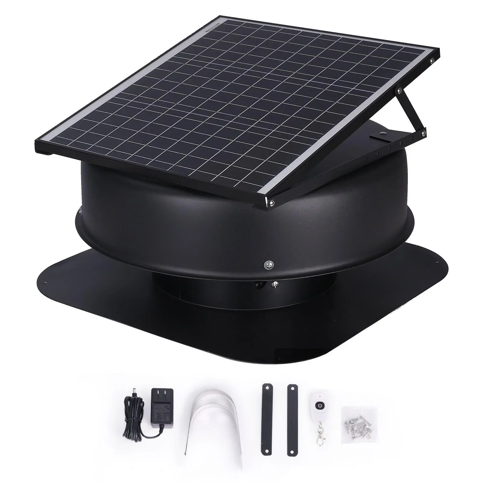 【SummerFinds】VEVOR Solar Attic Fan, 40 W, 1230 CFM Large Air Flow Solar Roof Vent Fan, Low Noise and Weatherproof with 110V Smart Adapter, Ideal for Home, Greenhouse, Garage, Shop, RV, FCC Listed