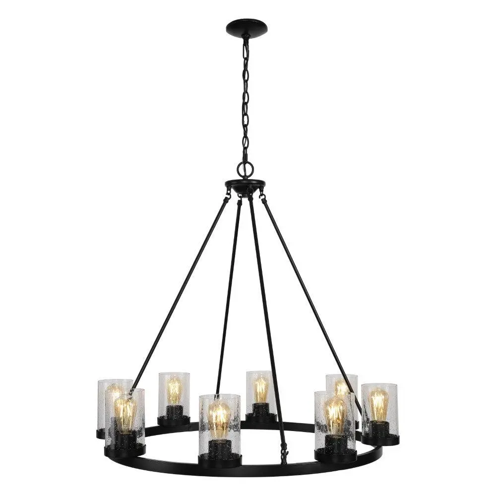 JONATHAN Y Coronet Iron-Seeded Glass Rustic Farmhouse LED Chandelier, Classic Simple Tuscan Style Home Ceiling Lights, Home Decor Light, Decorative Indoor Lighting Fixture