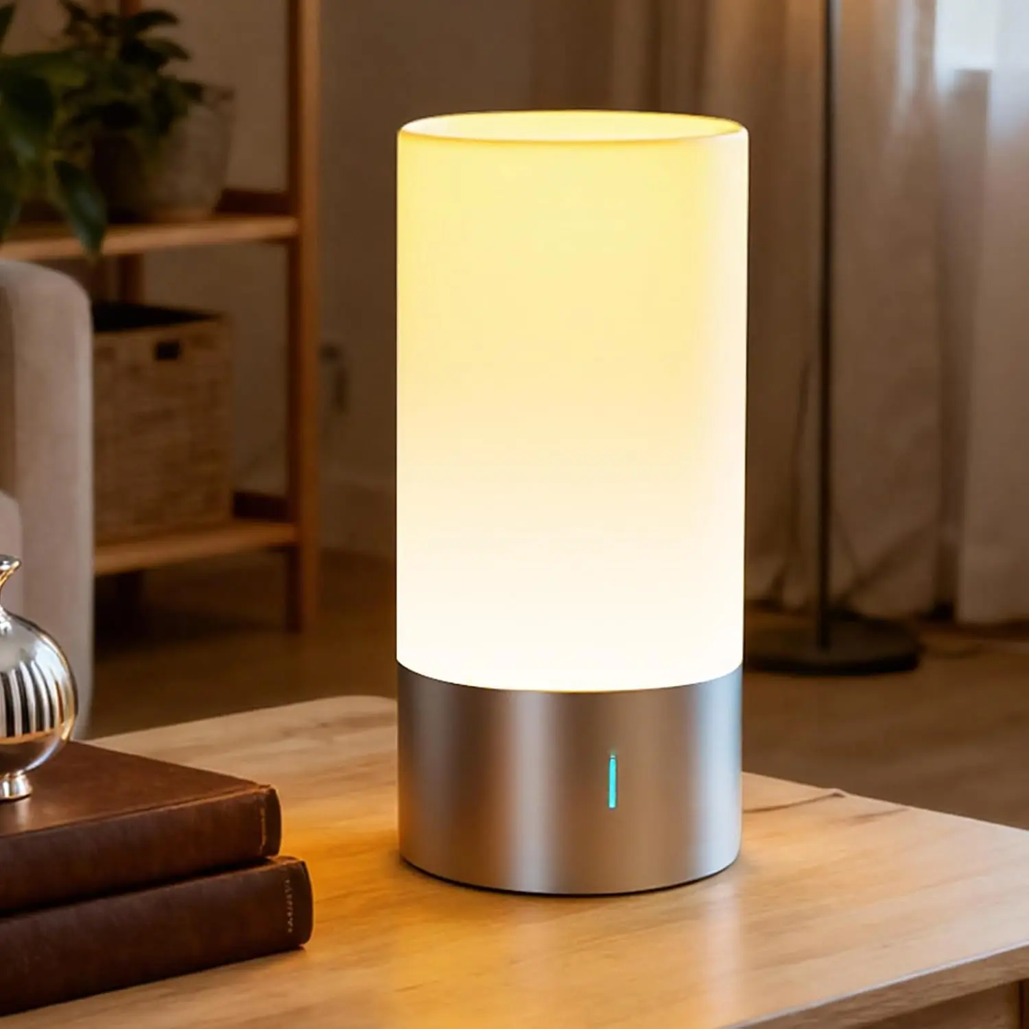 ISUNMEA Modern LED Table Lamp - Bedside Touch Control, 3-Level Dimmable Warm White, 256 RGB Mode, Plug-In Cord, Portable Smart Nightstand Light for Reading, Led Lights Bedroom Indoor Use (Advanced)