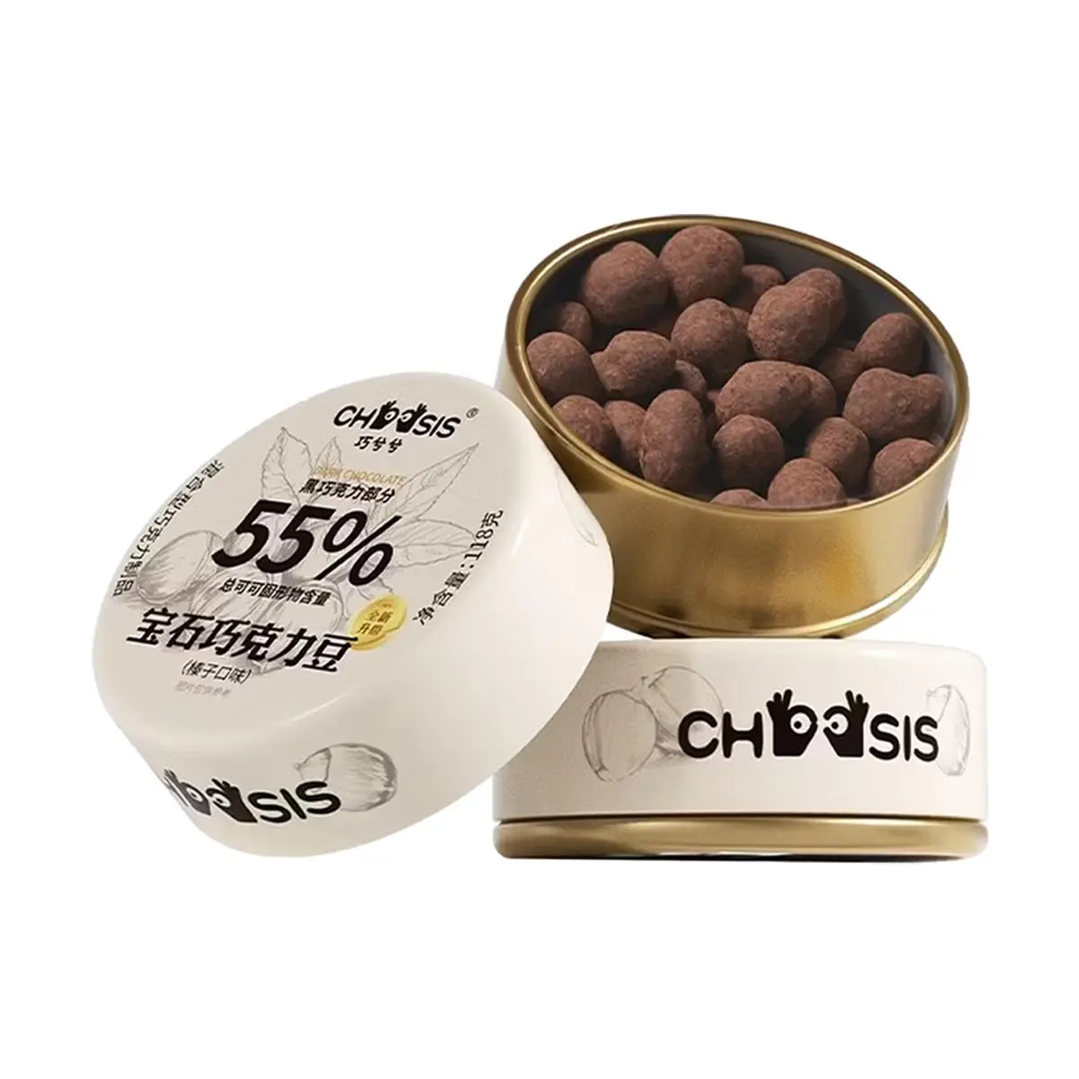 ChocSis Hazelnut Chocolate Beans 118g - 55% Dark Chocolate, Crispy & Crunchy, Popular Snack