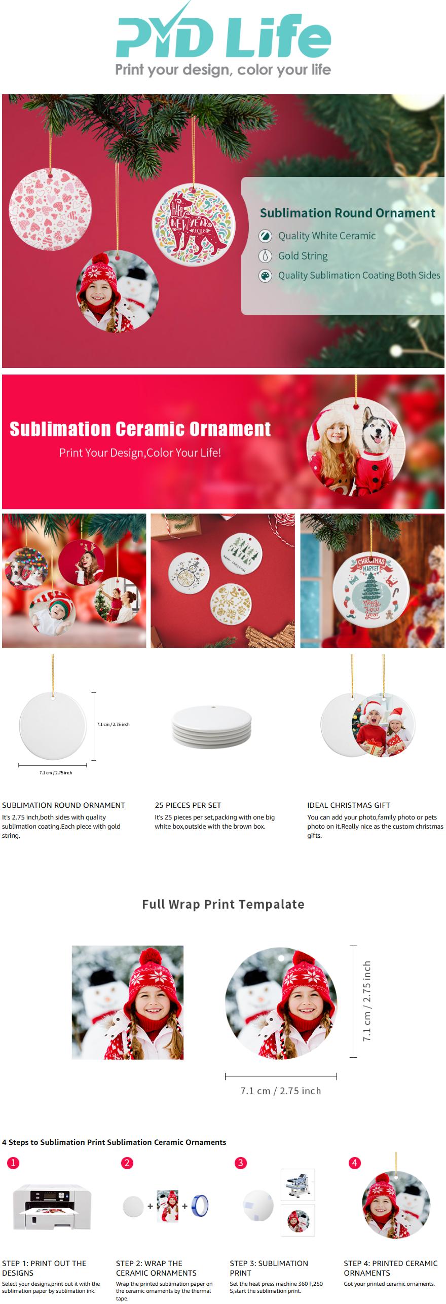 PYD Life 25 PCS Sublimation Ceramic Ornaments Bulk White Blank with Gold String for Crafting DIY Personalized Christmas Home Decor Bulk(3 Shape) PYD Life 25 PCS Sublimation Ceramic Ornaments Bulk White Blank with Gold String for Crafting DIY Personalized Christmas Home Decor Bulk(3 Shape)