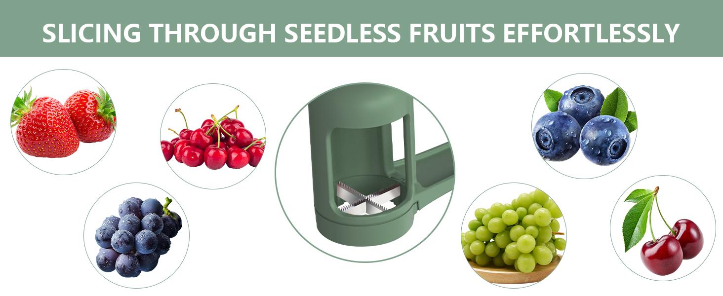 LUVAN Grape Cutter for Toddlers 1-3 - Stainless Steel Baby Fruit Slicer Safe & Easy Grape, Cherry Tomato, Strawberry, Blueberry Cutter - Lightweight Kitchen Gadget for Fruit Salad & Cake Decor