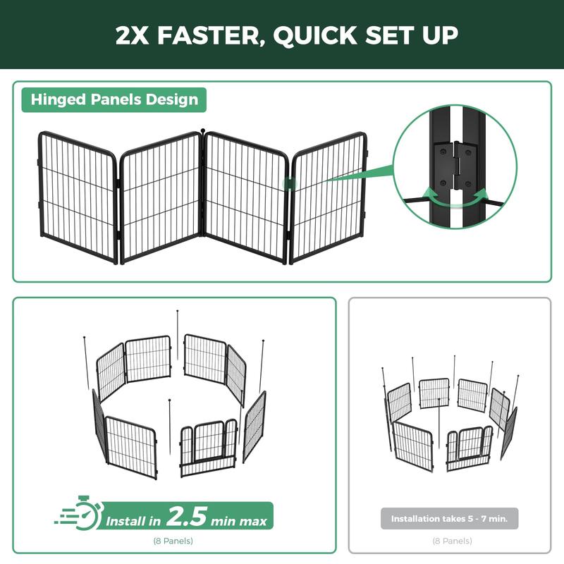 FXW Instant Unleashed Dog Playpen, Portable Pet Fence for Outdoor, RV Trips, and Camping, 24"/32"/40"/45" Height, 8/16 Panels for Small/Medium/Large Dogs