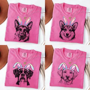 Easter Bunny Dog Shirt – 50 Dog Breeds Available, Custom Dog Lover Gift, Cute Bunny Ear Puppy Tee, Easter Dog Mom Shirt, Crunchberry Comfort Colors Easter Shirt
