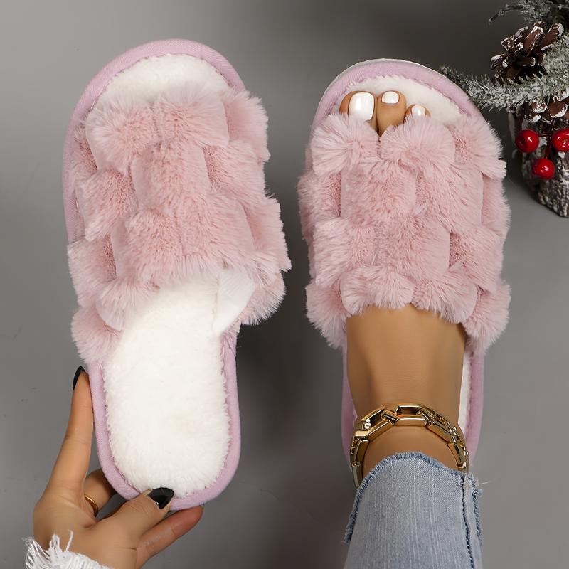 Fuzzy Open Toe Slippers for Women Indoor Cozy Memory Foam Slip On House Slides Shoes Gifts for Womens Her Mom