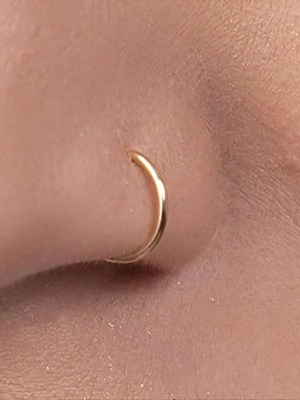 Women And men Fake Piercing Nose Ring Gold Stainless Steel D-Type Simple American Style Personalized Letters Hip-Hop Street Style Non Perforated Accessories Fake Nose Studs Women And men Fake Piercing Nose Ring Gold Stainless Steel D-Type Simple American Style Personalized Letters Hip-Hop Street Style Non Perforated Accessories Fake Nose Studs