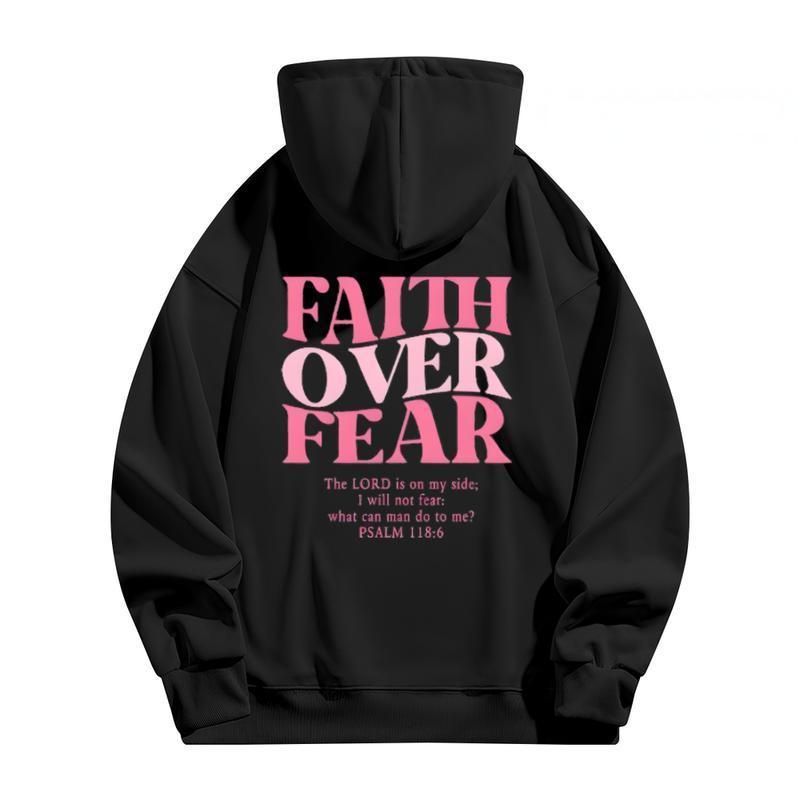 Faith Over Fear Graphic Tees - Vintage Trendy Urban Hoodie for Fashion Lovers - Stylish Casual Everyday Wear with Minimalist Bold Slogan & Breathable Comfort For Women For Men