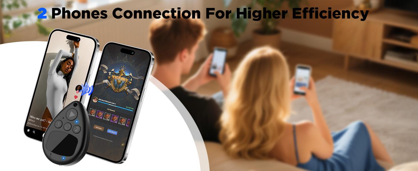 Bluetooth Screen Tapper Auto Clicker for TikTok App - Wireless Touchpad Remote Phone Tapper for iPhone & Android，Dual Device S1/S2, 2-Speed Silent Clicker