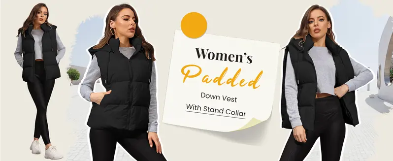 Tanming Womens Basic Hooded Puffer Vest Removable Hood Zip Up Sleeveless Jacket Lightweight Quilted Fall Winter Outerwear with Pockets