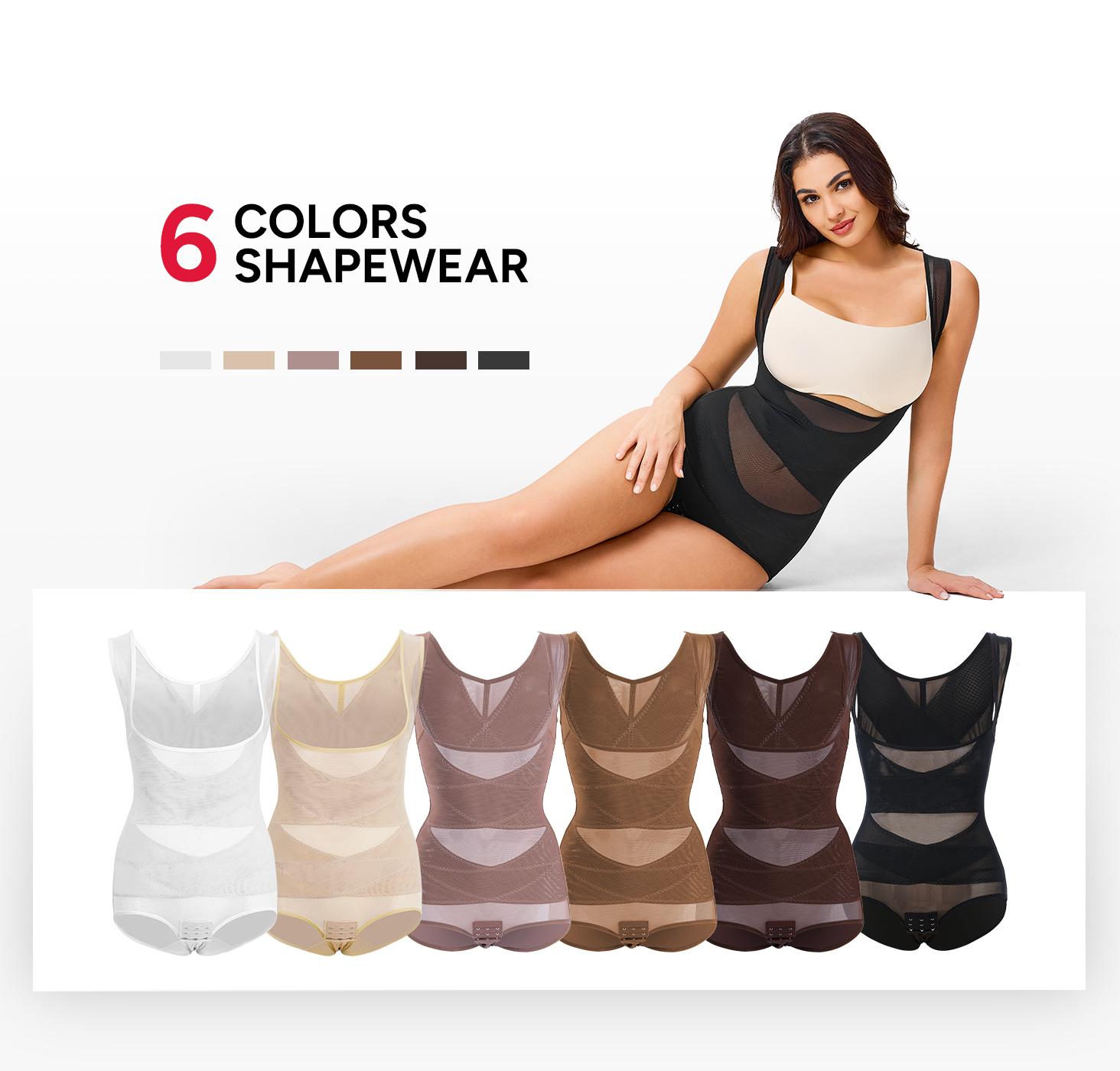 Nebility Women's 3 Piece Basic Comfort Minimalist Breathable Mesh Fabric Butt Lift Invisible Sleeveless Womenswear Shapewear Shaper Clothes Shapewear Set Postpartum Cincher Black Compression Brown SpringStatements