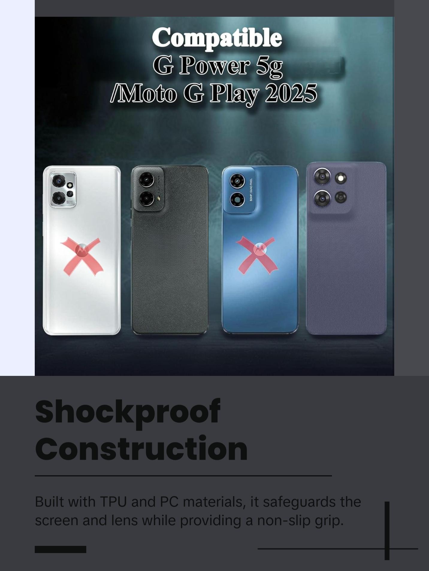 Moto G Power 5G 2025/Moto G Play 2025 with Belt Clip Holster,Rugged Full-Body Protective Case Cover with Kickstand & Holster (Navy Blue) Durable Protection