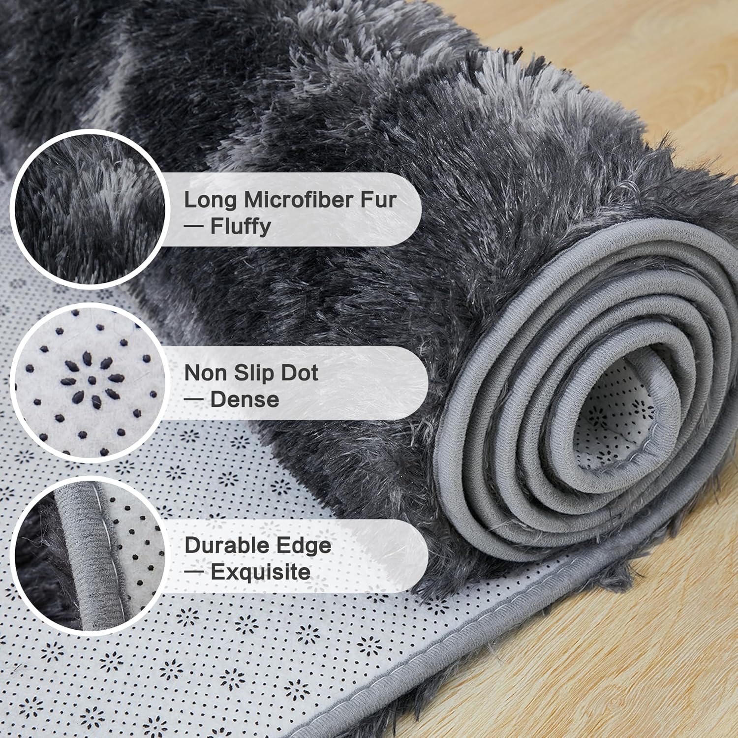 Memory Foam Fluffy Rug — Ultra-Soft, Thick, and Plush — Non-Slip, Comfortable Rug for Living Rooms and Bedrooms