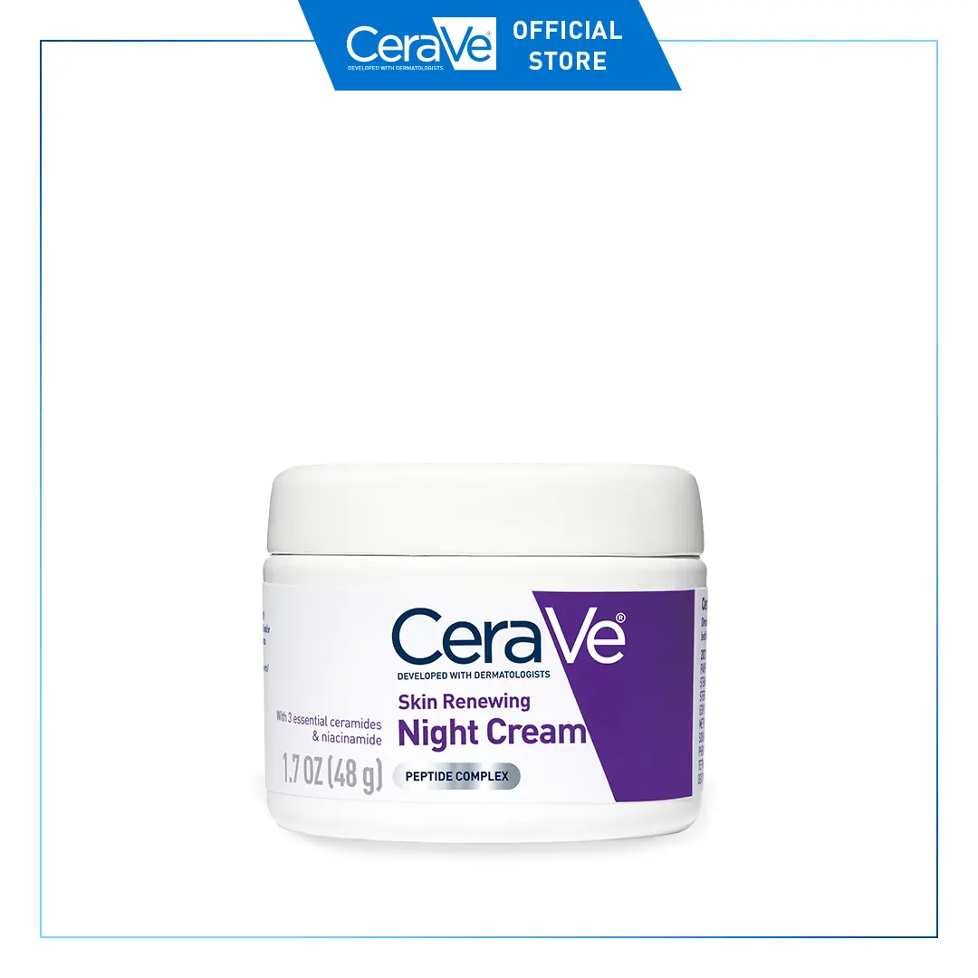 CeraVe Skin Renewing Night Cream | Peptide Complex & Hyaluronic Acid | Face Moisturizer for Fine Lines | Overnight Renewal
