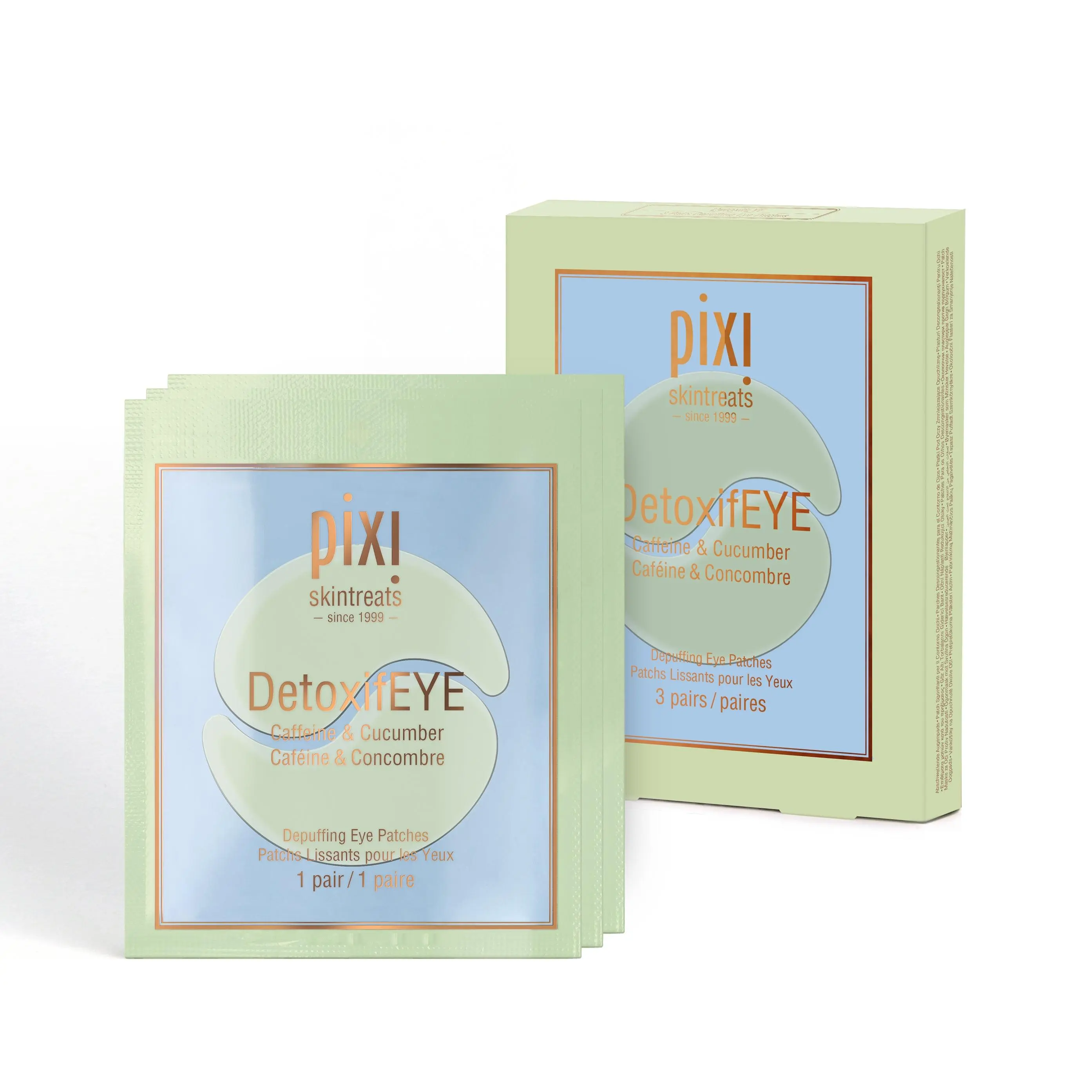 Pixi DetoxifEYE Hydrogel Eye Patches, Travel Size Set of 3, Cucumber Eye Treatment Mask with Moisture & Soothing Benefits