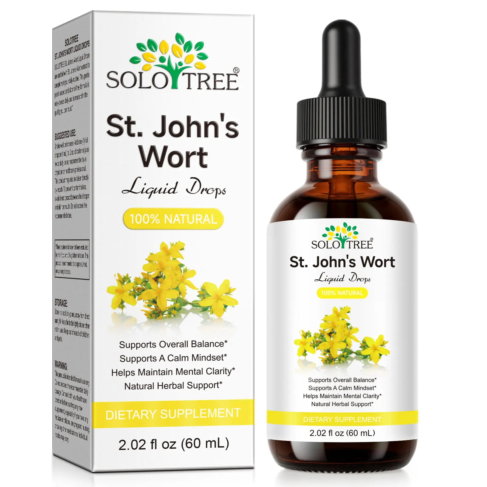 60ML St Johns Wort Liquid oil drops - Mood Support - Relaxing St. John's Wort Supplement - Liquid Hypericum Perforatum Herb Drops - Vegan, Sugar & Alcohol-Free - 2 fl oz