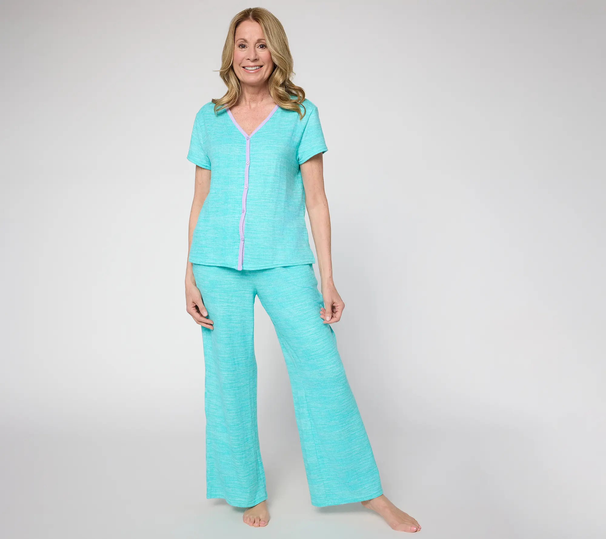 MUK LUKS Ribbed Butterknit Short Sleeve Lounge Set