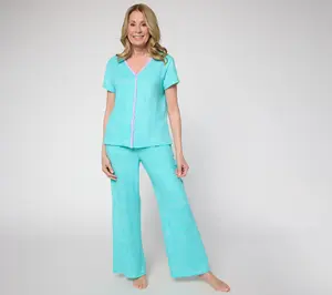 MUK LUKS Ribbed Butterknit Short Sleeve Lounge Set