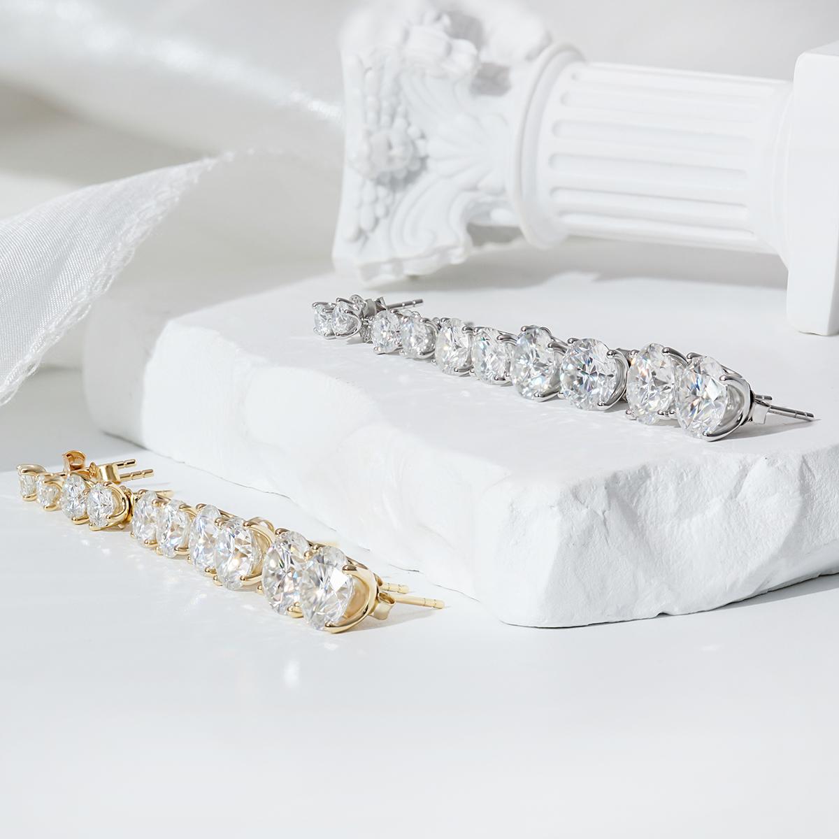 Delzzad 14k Gold-Plated Solitaire Four Prong Earrings Screw Back/Butterfly Back Lab-Created Moissanite Stud Earring S925 Sterling Silver Moissanite Jewelry Perfect Birthday Mother’s Day Christmas Gift for Men Women Wedding Set