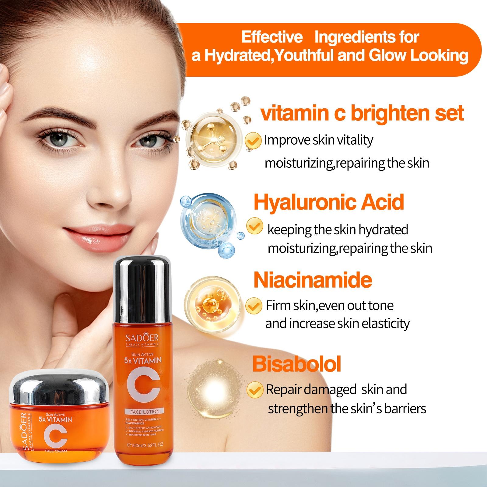 SADOER 5X Vitamin C 6-in-1 Total Care Skincare Set - Cleanser
