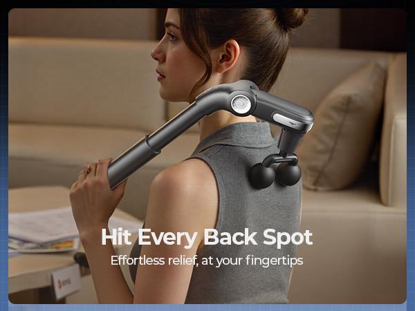 KingPavonini Foldable Massage Gun with Dual-Ball Head, Adjustable Head & Extendable Handle, Handheld Back Massage Gun, Portable Percussion Massager Gun, Gift for Men Women