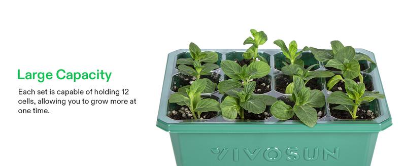 VIVOSUN 6/12-Pack Seed Starter Trays,Seed Starter Kit with Humidity Dome, Flat Reusable Plant Germination Trays with Drain Hole, Green Propagation Tray for Planting Seeds