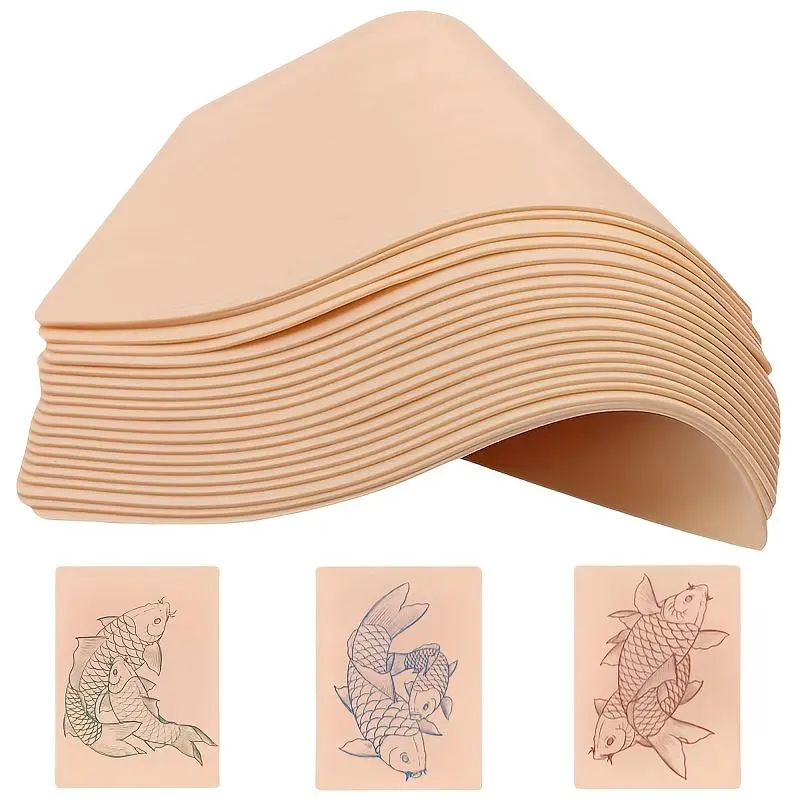 Blank Tattoo Practice Skin - 5 Pieces Double-Sided 19 X 14.3 Cm Faux Skin, Ideal for Tattoo Artists and Beginners, Tattoo Practice Sheets, Tattoo Supplies
