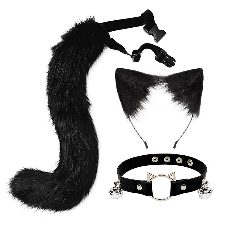 Fluffy Cat Ear & Tail Set with Collar – Cute Cosplay Outfit for Girls | Perfect for Anime, Halloween & Dress-Up   Festival