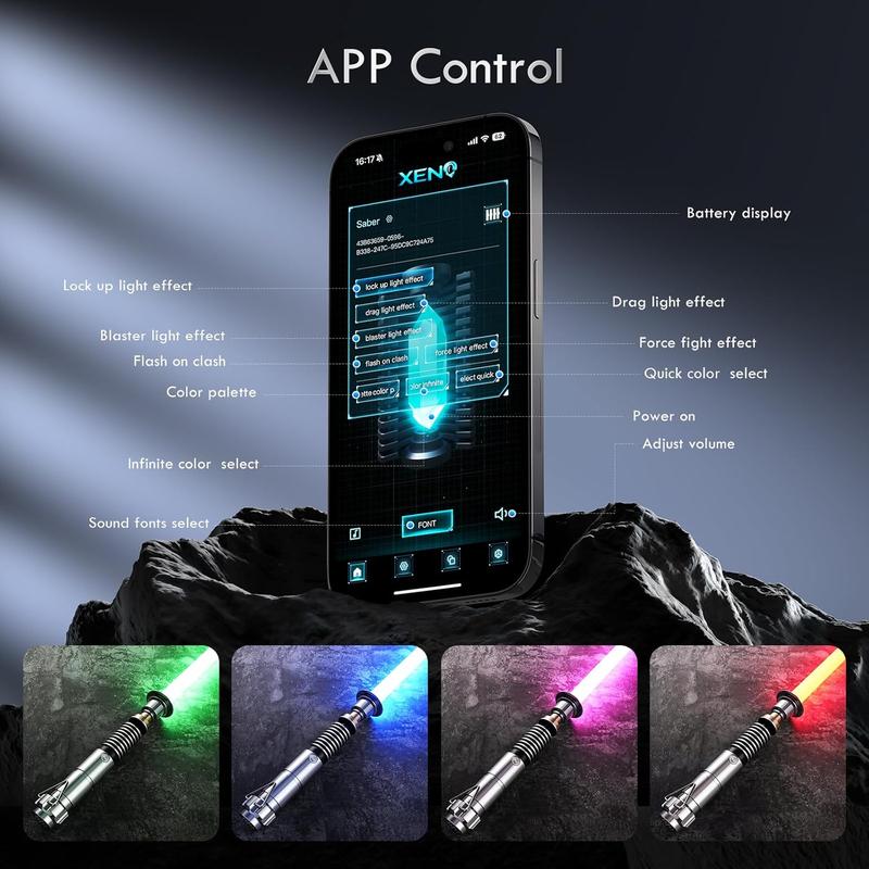 NeoPixel Lightsaber 16 Pure RGB Colors Infinite Changes Metal Handle for Adult Duels Role-Playing Epic Toy with Motion Control Sound Effects Cyberpunk Turboflex Sword