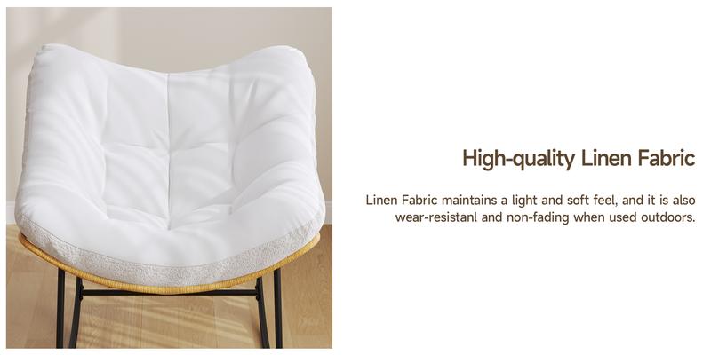 【Double-Side Fabric & Valentine's Day gift】ONBRILL Oversized Indoor Outdoor Rocking Chairs, Comfy Papasan Rocking Chair with Padded Cushion, Rattan Wicker Lounge Chair, Modern Reading Accent Chair for Balcony Garden, LivingRoom Furniture,Christmas Gift