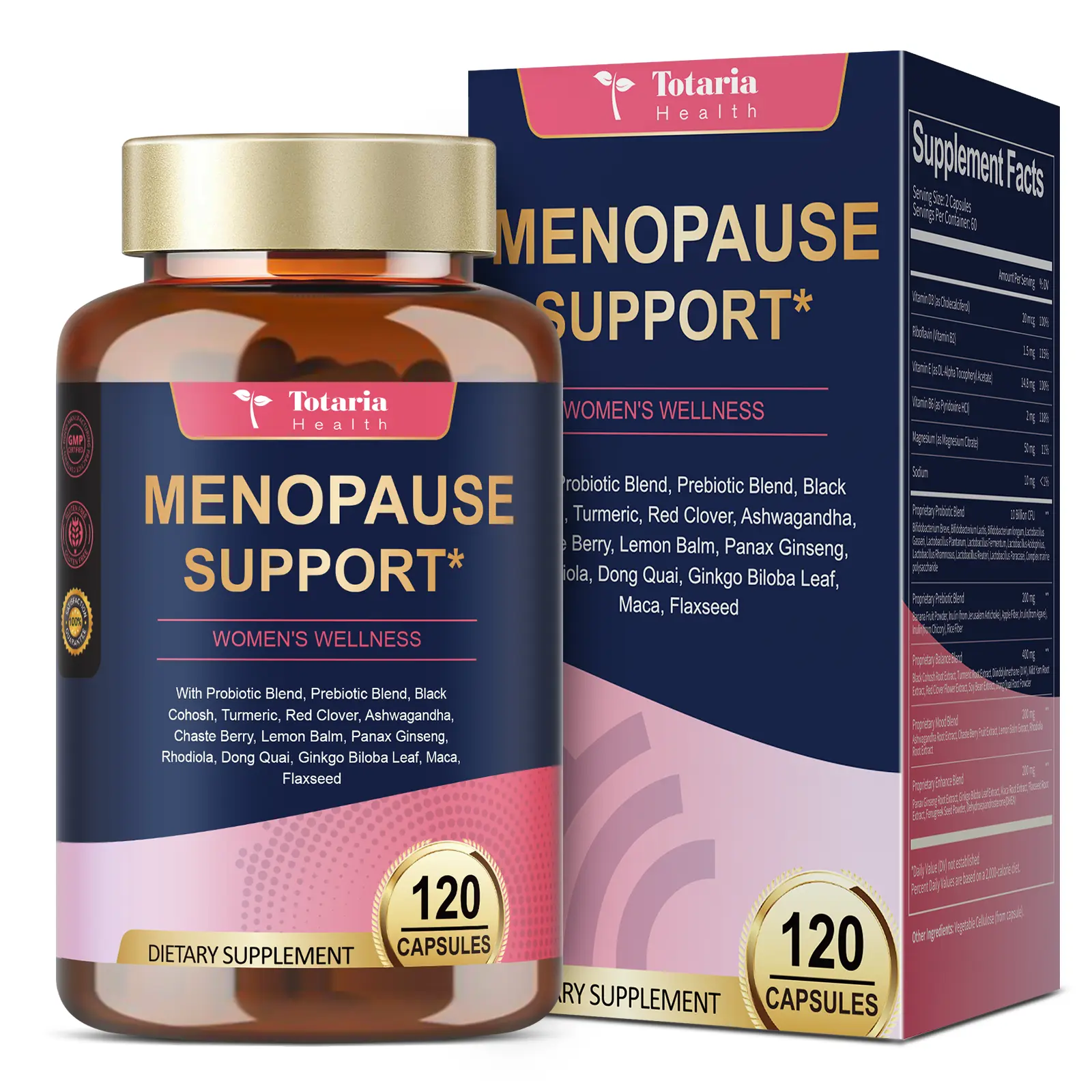 Totaria 40-in-1 Menopause Supplements for Women - Multibenefit with Hot Flashes, Night Sweats, Hormone Balance & Complete Black Cohosh, 120 Capsules Fitness Health,travel essentials
