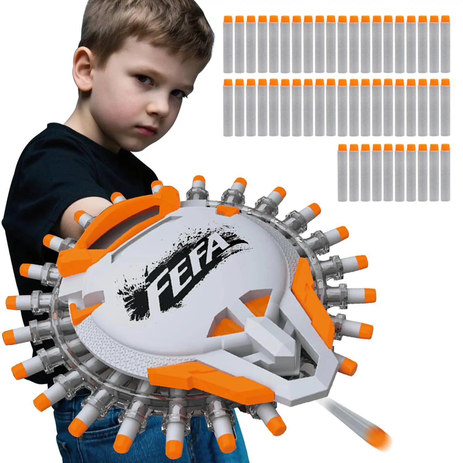 2-in-1 Shield Dart Blaster Toy for Kids 8–12, Soft Foam Dart Launcher with 30 Darts, Defense Shield Blaster for Outdoor Role Play Gift