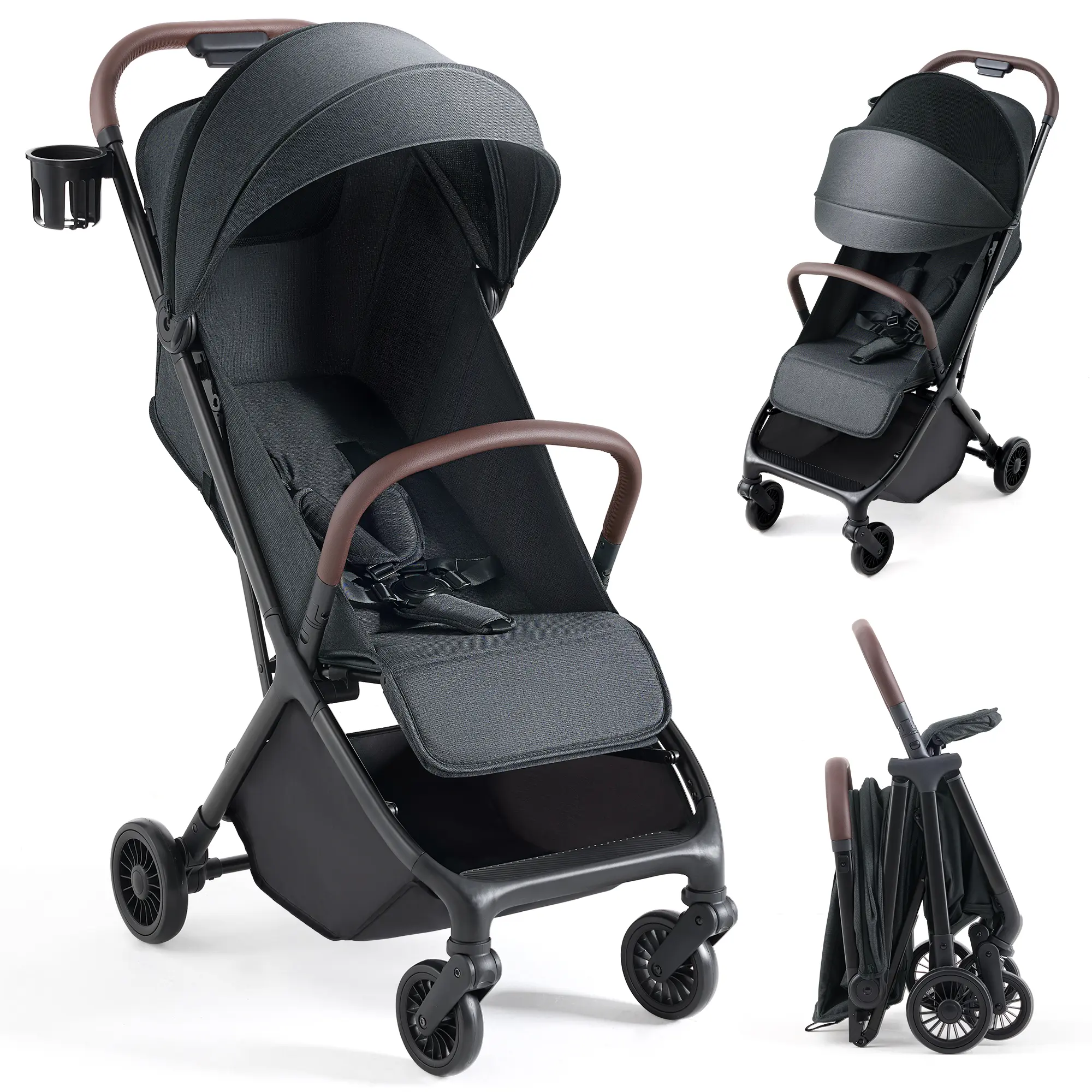 [ backtoschool ] HARPPA Foldable Stroller for Toddlers, Stroller with Canopy, 1-Hand Fold, Cup Holder, Multi-Position Recline, Large Storage Basket, for Outdoor & Travel, Strollers For Toddlers
