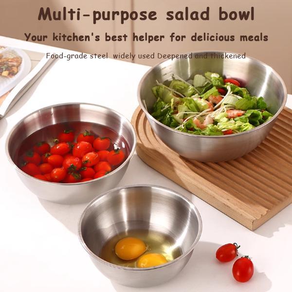 Four-piece mixing bowl set, stackable kitchen bowls with anti-slip bottoms, stackable food preparation bowls suitable for baking, cooking, salad making, dough mixing, stirring, meal preparation, serving and kitchen storage.