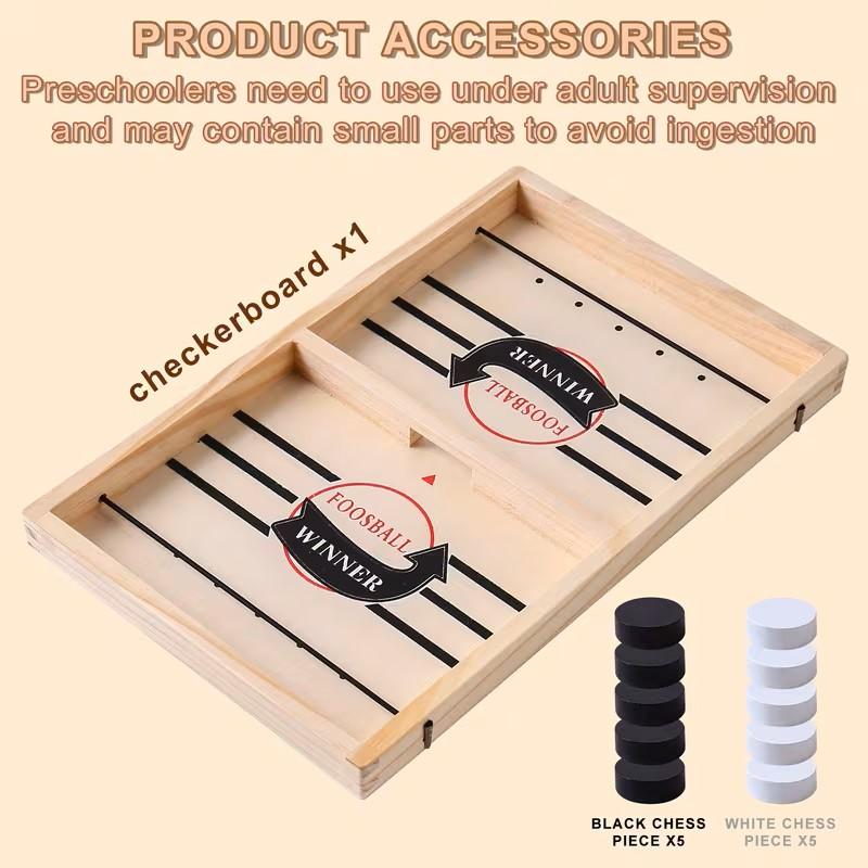 Fast Sling Puck Game - Test Your Speed and Accuracy with This Fast-Paced Wooden Air Hockey Board Game - Guaranteed Fun for Family Night or Friends Party