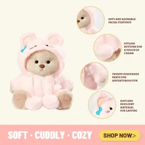 The best Easter gift TEDDY HUGGY Adorable Teddy Bear Collection - Pink Rabbit Jumpsuit Paired with a Cute Teddy Bear - 12 Inches Tall - Soft Plush Toy with Movable Joints - The Perfect Gift for Any Age.