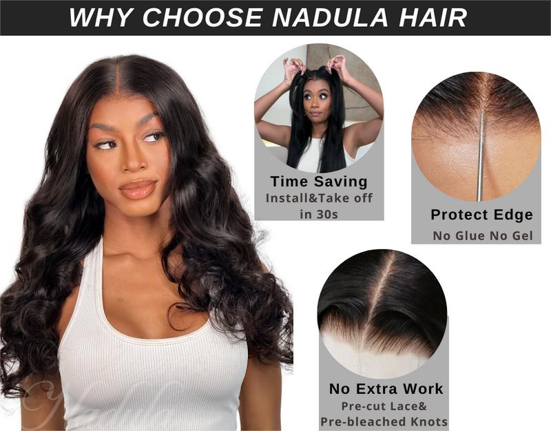 Nadula Yaki Straight 7x5 Lace Wig With Drawstring Black To Chestnut Brown Color Invisible Knots Put On And Go Wig TikTokShopStockUp