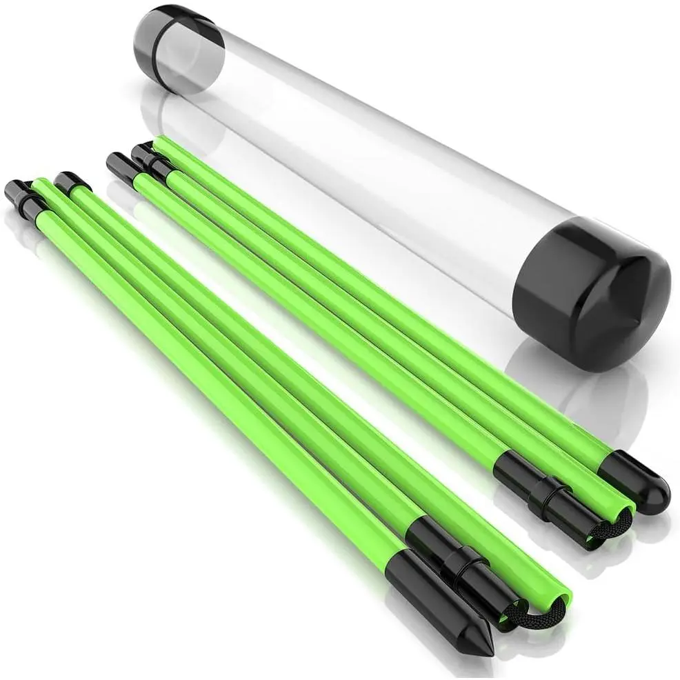 2 Pack  Golf Alignment Sticks, 48 Inches Fluorescent Green Golf  Aid for Aiming, Putting, Full Swing, Collapsible Golf Swing Trainer with Clear Tube Sleeve for Easy Carrying